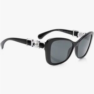 CHANEL CC Pearl Butterfly Black Sunglasses 5445-H